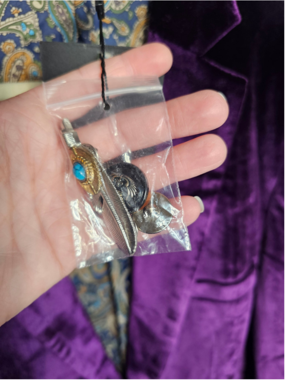 WEEN CHARM Blazer Purple Velvet with Blue Paisley Lining XL NWT - Picture 6 of 6